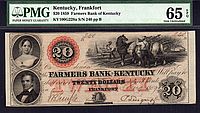 Kentucky, Frankfort, Farmers Bank, 1859 $20, 240, GemCU, PMG-65 EPQ